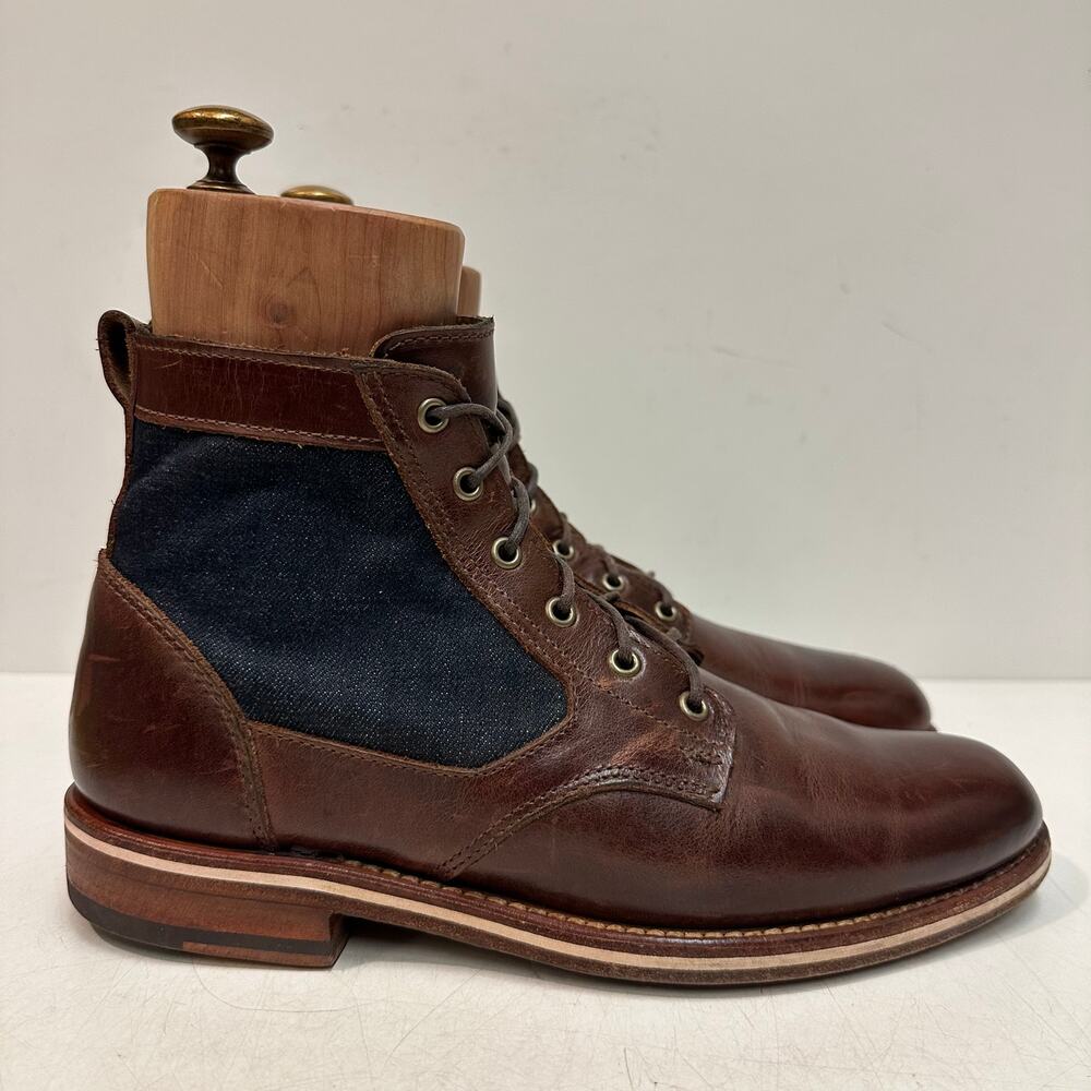 NEW HEELS Rancourt & Co x Helm Sam Boot Ray-Ray Horween Cone Denim Maine USA 7 D